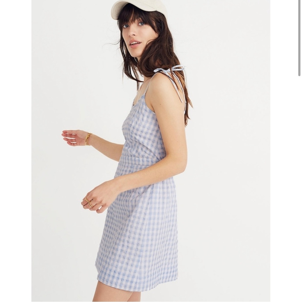 Madewell Gingham Tie-Strap Dress size 8